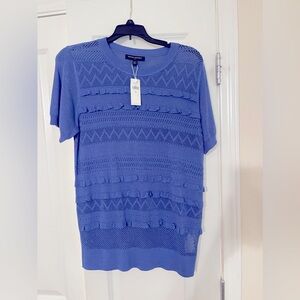 NWT Banana Republic Factory BLUE short sleeve sweater with detailing Size M